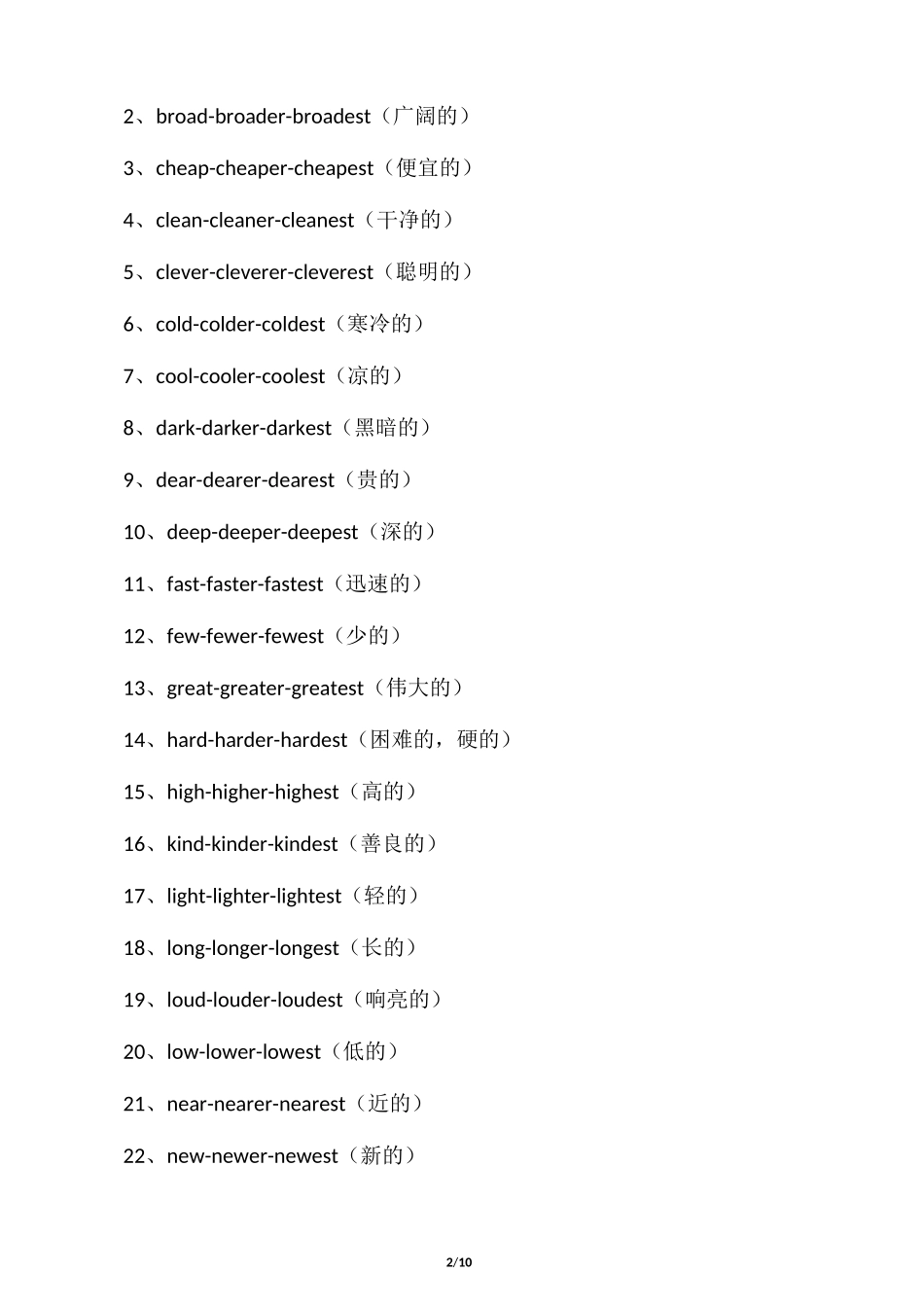 中考英语复习之形容词比较级、最高级_第2页