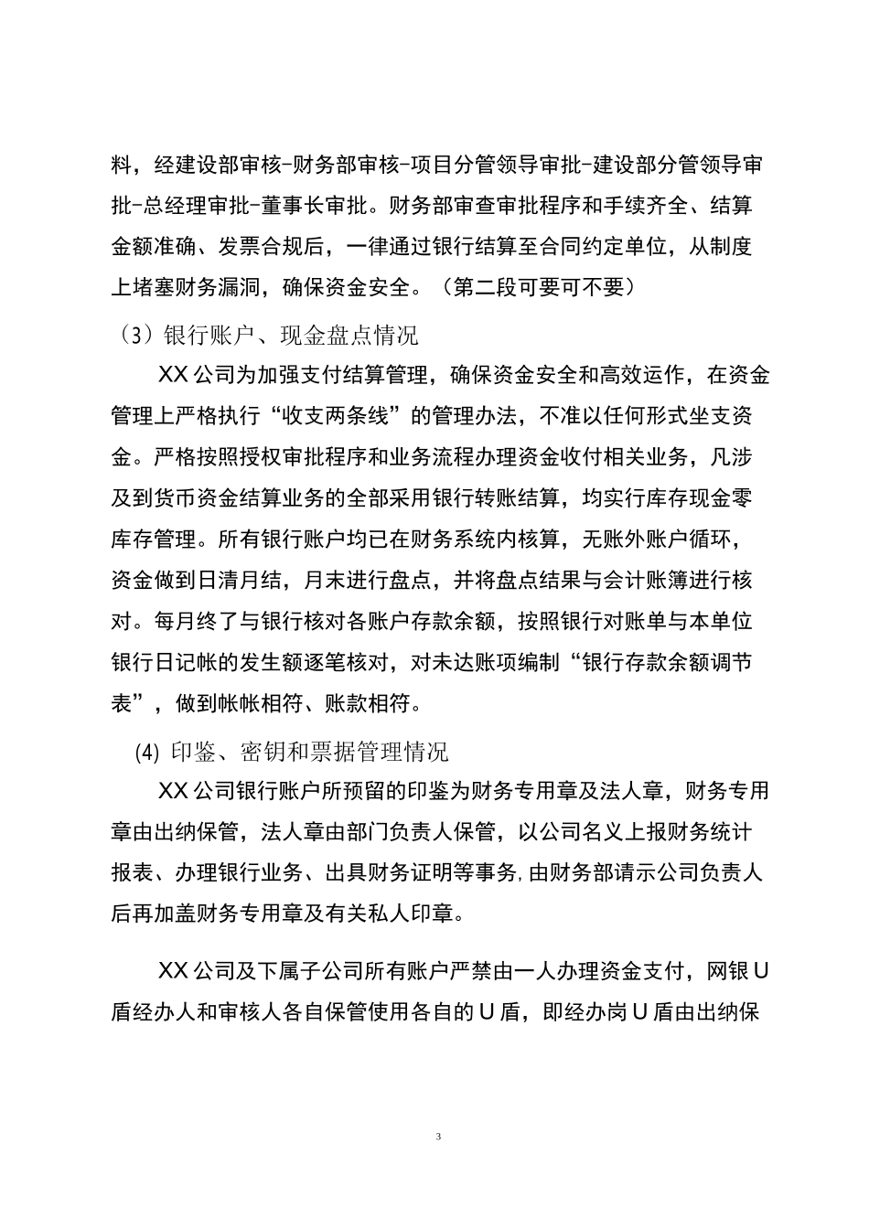 XX公司财务安全风险和债务风险排查工作情况报告_第3页