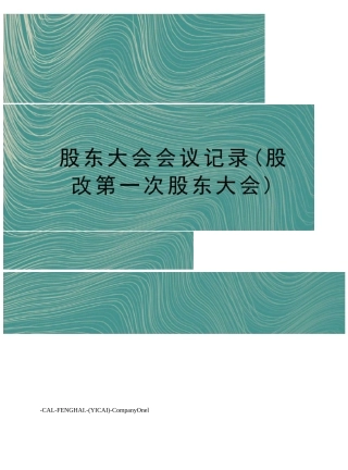 股东大会会议记录(股改第一次股东大会)