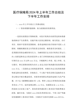 医疗保障局2024年上半年工作总结及下半年工作安排