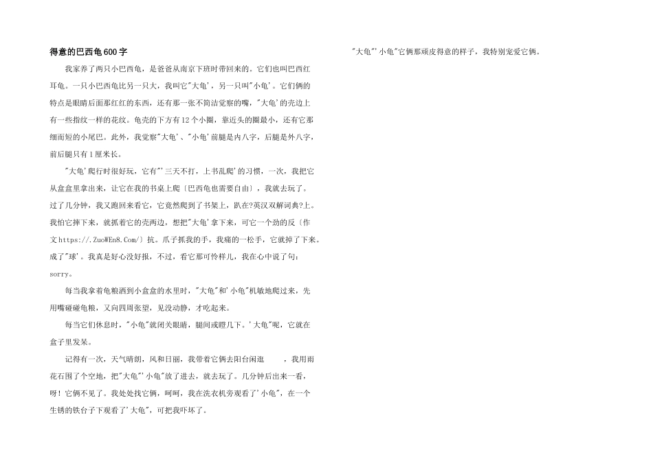 可爱的巴西龟600字_第1页