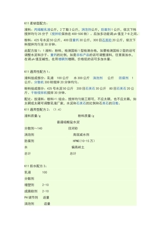 史上防水配方材料大全