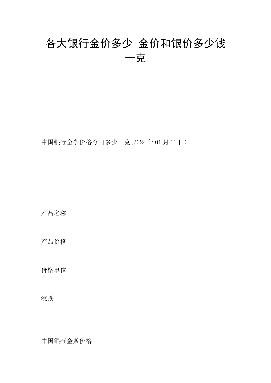 各大银行金价多少_第1页