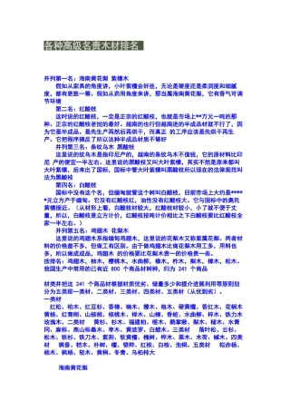 各种高级名贵木材排名