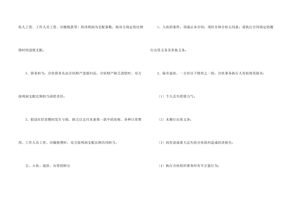 合伙合同模板锦集4篇_第3页