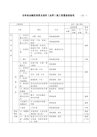吉林省金融机构营业场所施工质量抽查验收