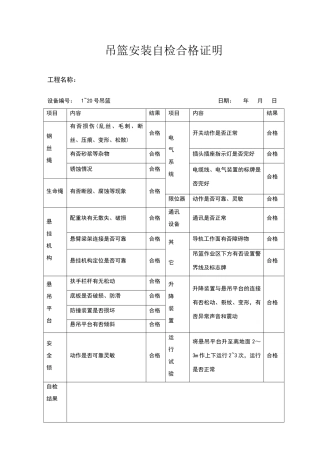 吊篮安装自检表