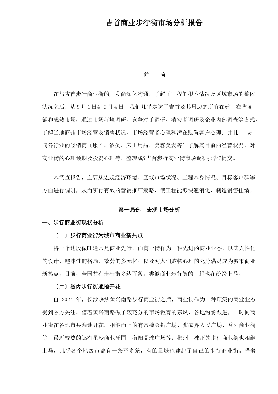 吉首商业步行街市场分析报告_第1页