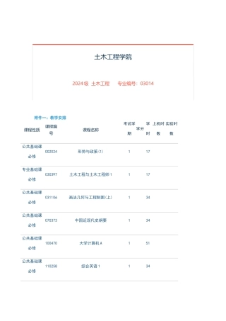 同济大学土木工程学院培养方案