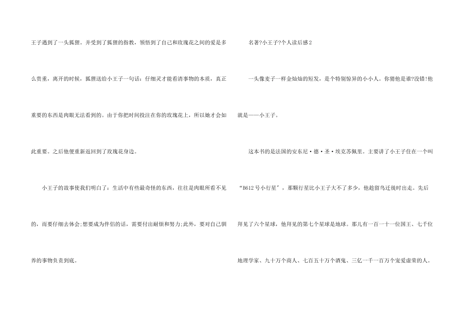 名著《小王子》个人读后感_第2页