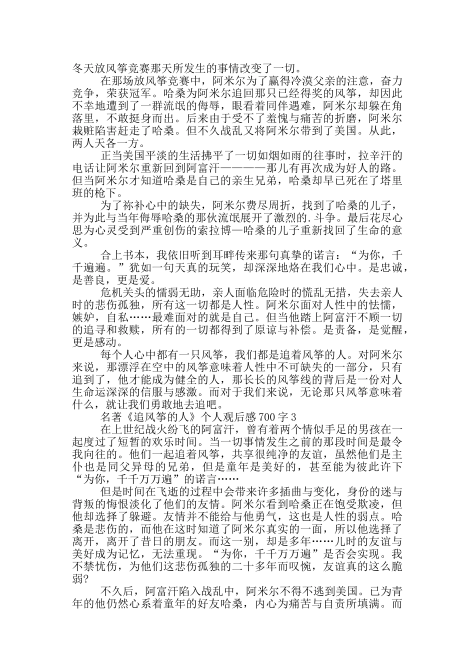 名著《追风筝的人》个人观后感700字5篇_第2页