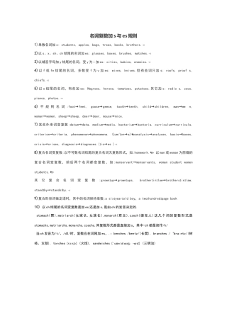 名词复数加s和es