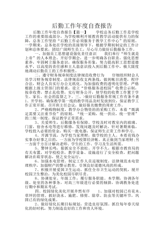 后勤工作年度自查报告