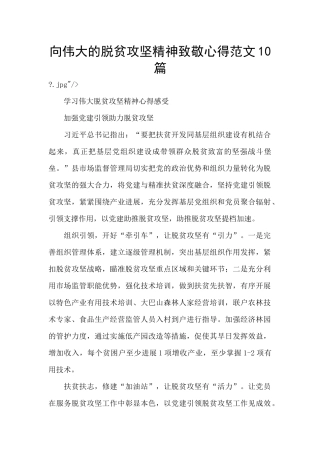 向伟大的脱贫攻坚精神致敬心得范文10篇