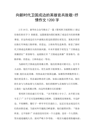 向新时代卫国戍边的英雄官兵致敬