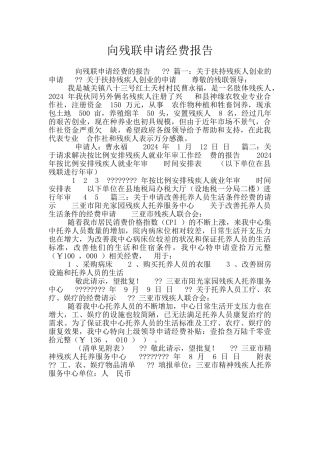 向残联申请经费报告