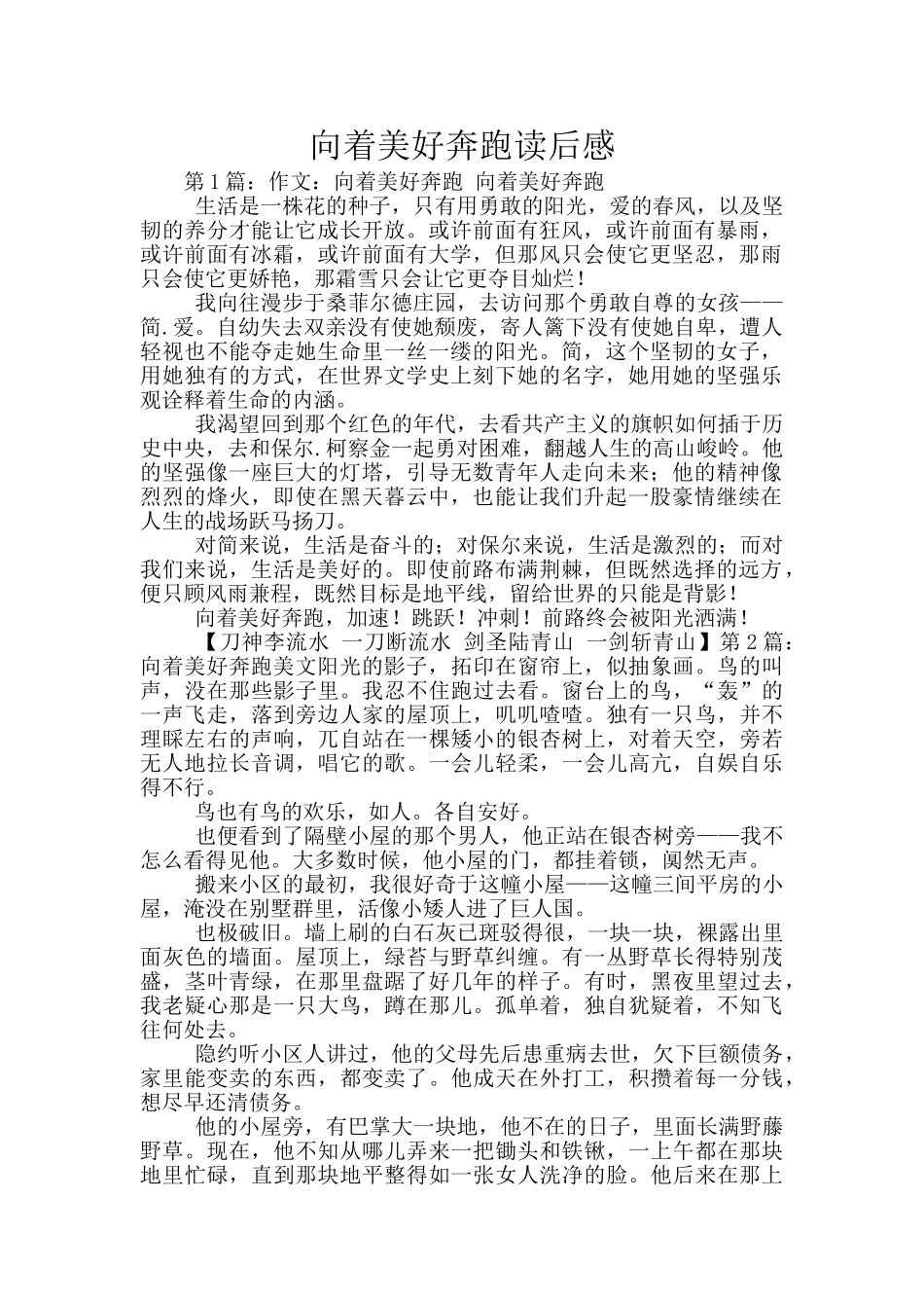 向着美好奔跑读后感_第1页