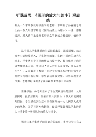 听课反思-《图形的放大与缩小》观后感