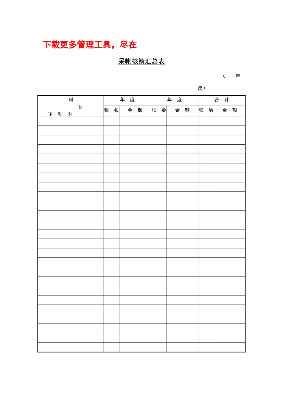 呆帐核销汇总表_第2页