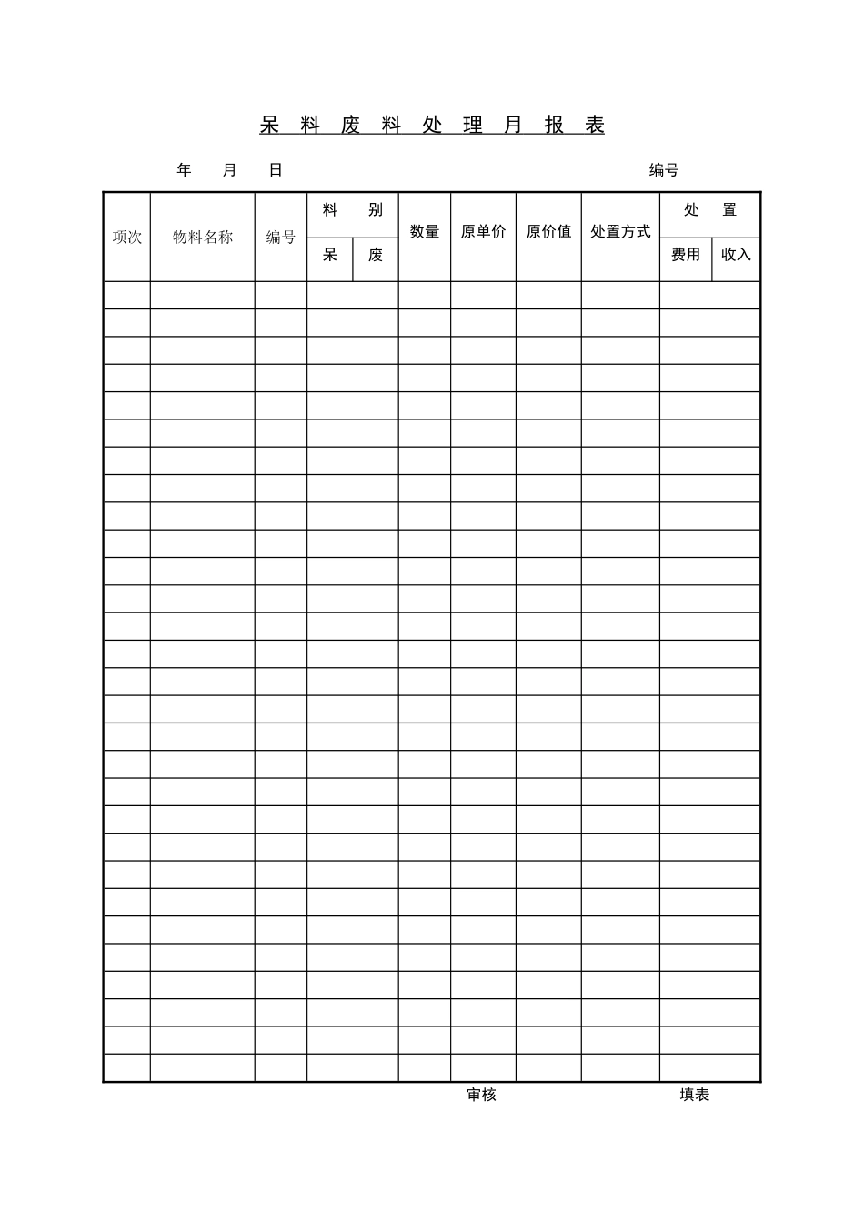 呆料废料处理月报表_第1页