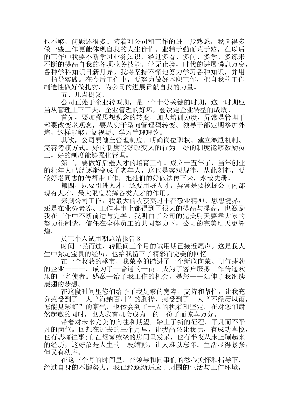 员工个人试用期总结报告_第3页