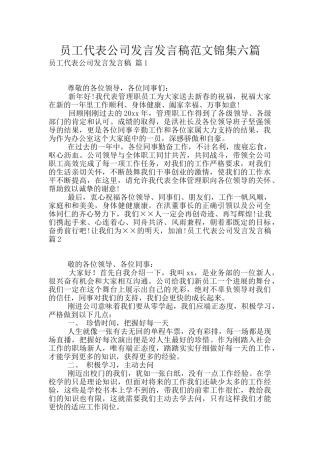 员工代表公司发言发言稿范文锦集六篇