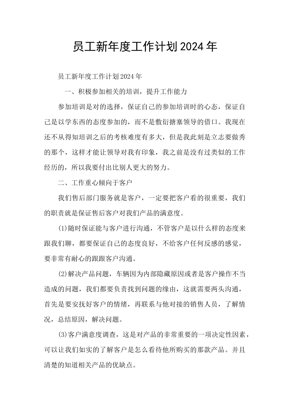 员工新年度工作计划2024年_第1页