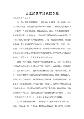 员工经典年终总结5篇
