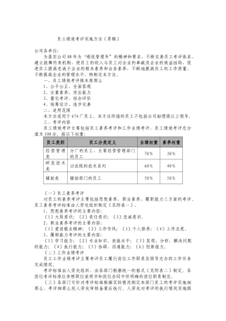员工绩效考评实施办法