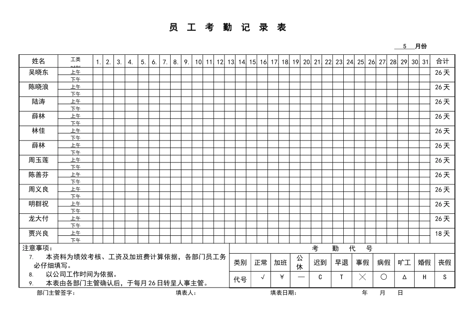 员工考勤记录表_第3页