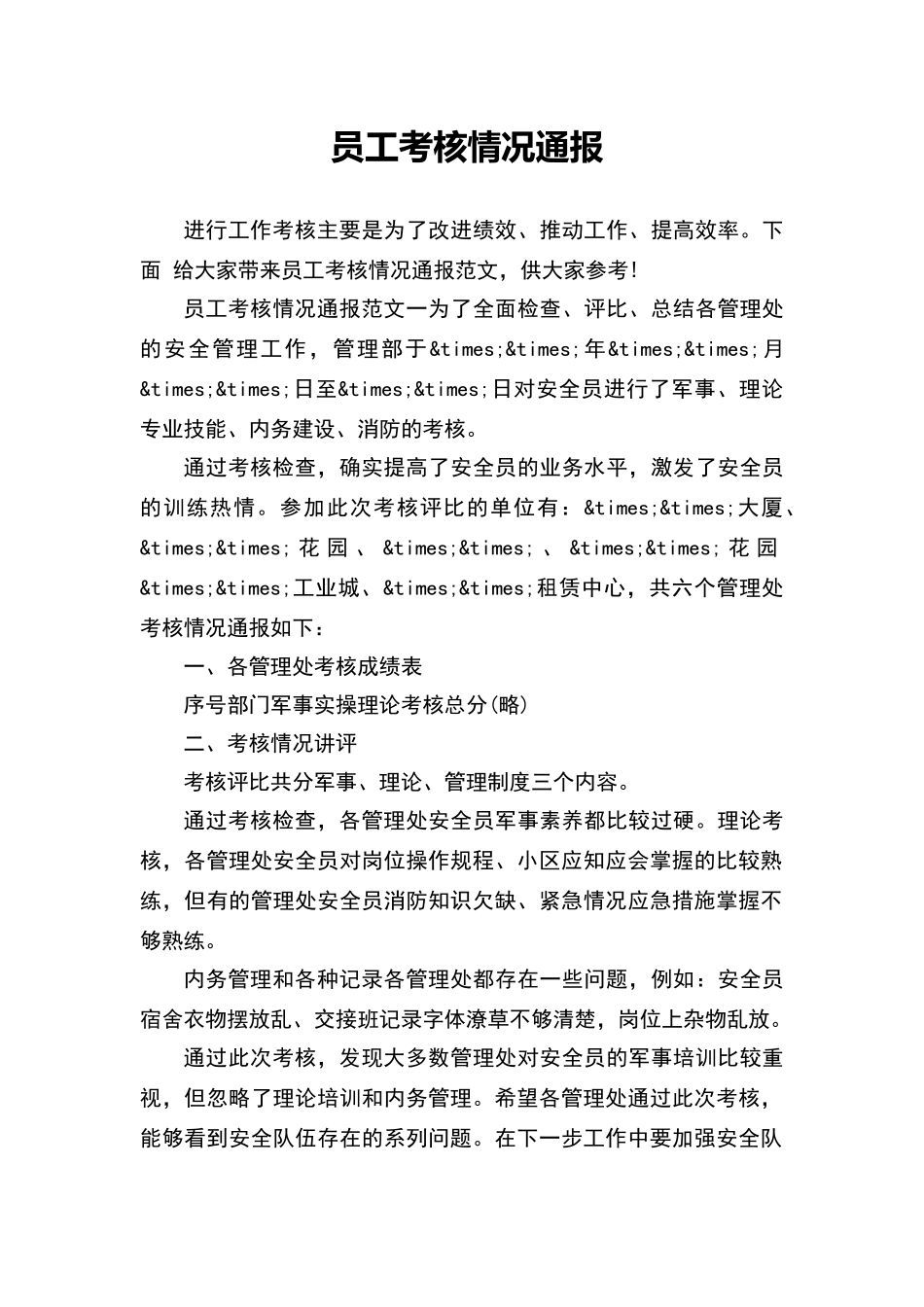 员工考核情况通报_第1页