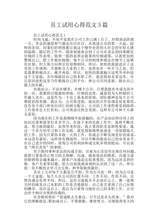 员工试用心得范文5篇