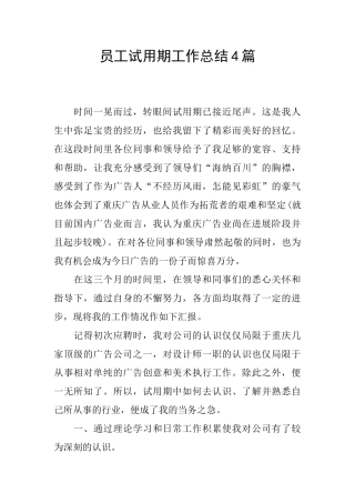 员工试用期工作总结4篇