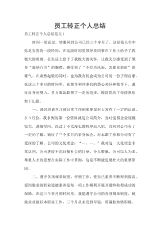 员工转正个人总结