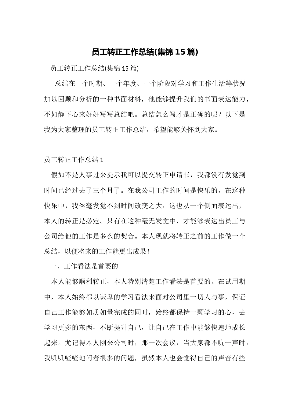 员工转正工作总结_第1页