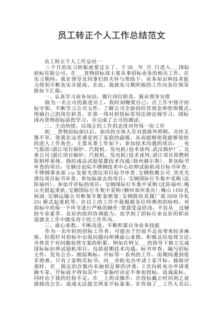 员工转正个人工作总结范文