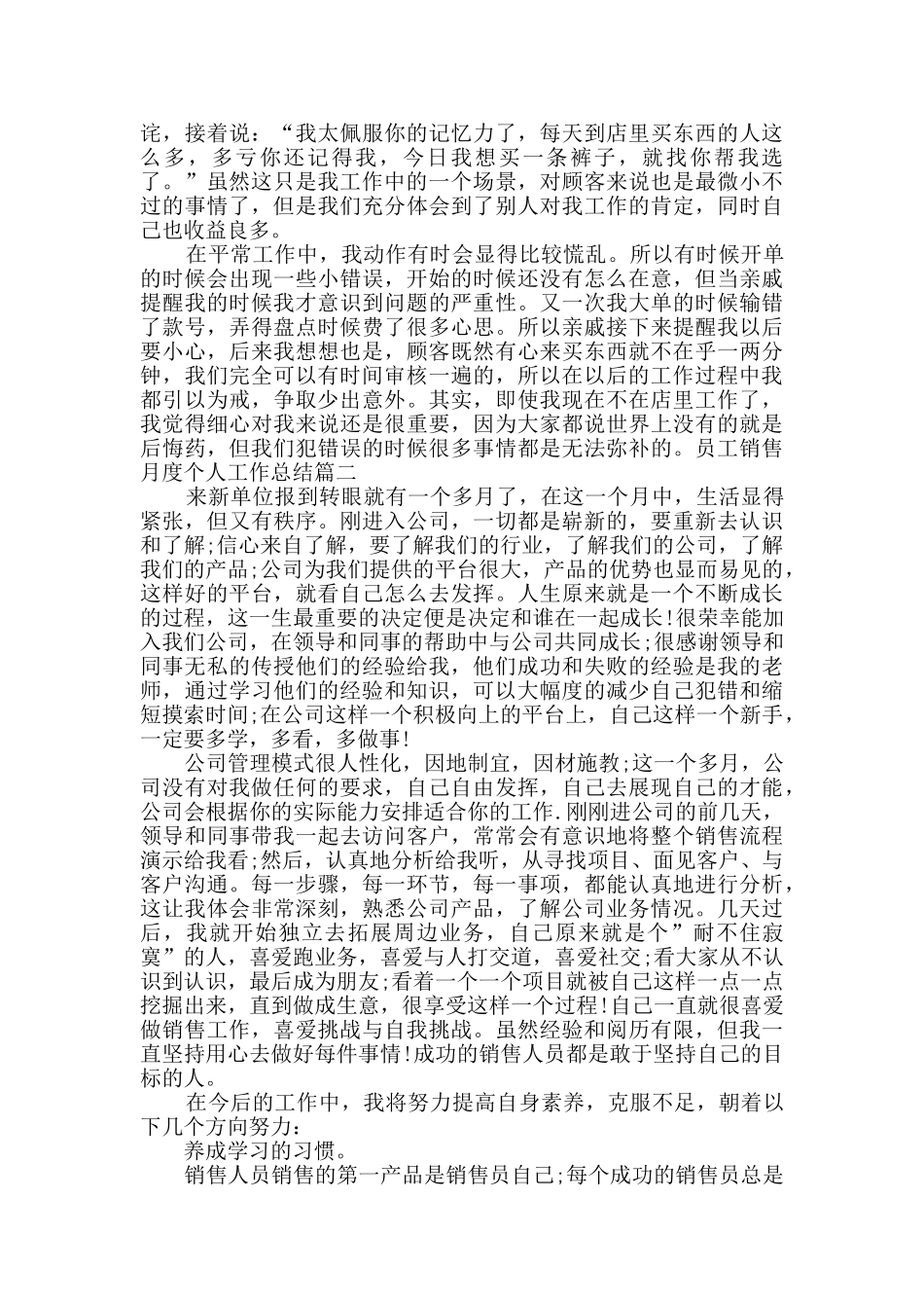 员工销售月度个人工作总结多篇_第2页