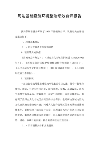 周边基础设施环境整治绩效自评报告
