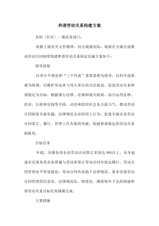 和谐劳动关系构建方案