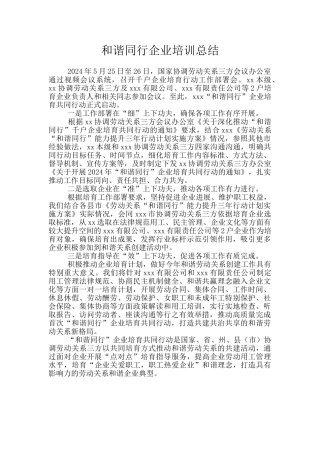 和谐同行企业培训总结