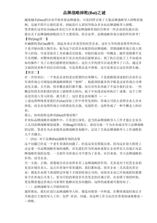 品牌战略失败之谜(共18页)