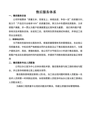 售后服务体系与维保方案
