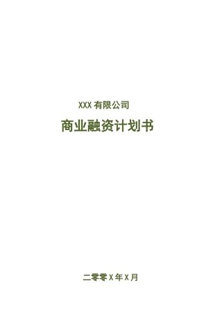 商业融资计划书