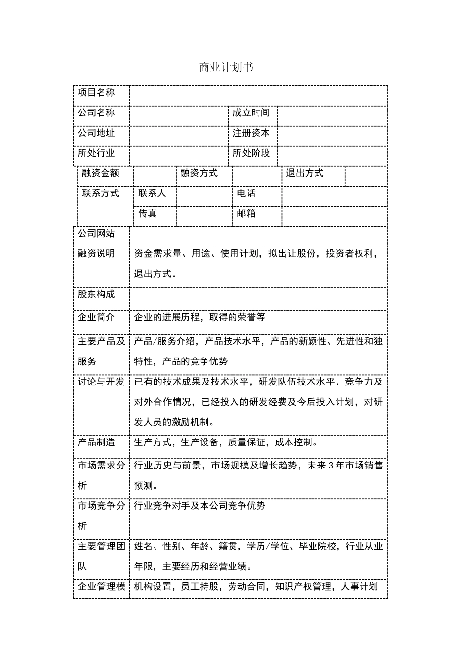 商业计划书WORD格式_第1页