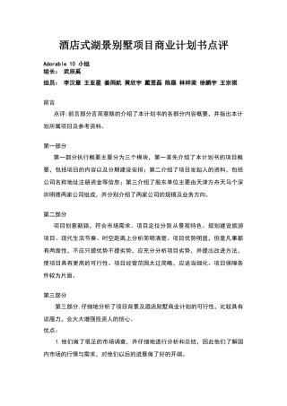 商业计划书点评