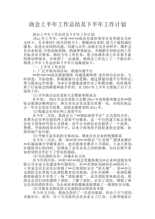 商会上半年工作总结及下半年工作计划