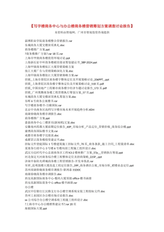 商务中心与办公楼商务楼营销策划方案调查研究报告)
