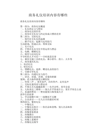 商务礼仪培训内容有哪些
