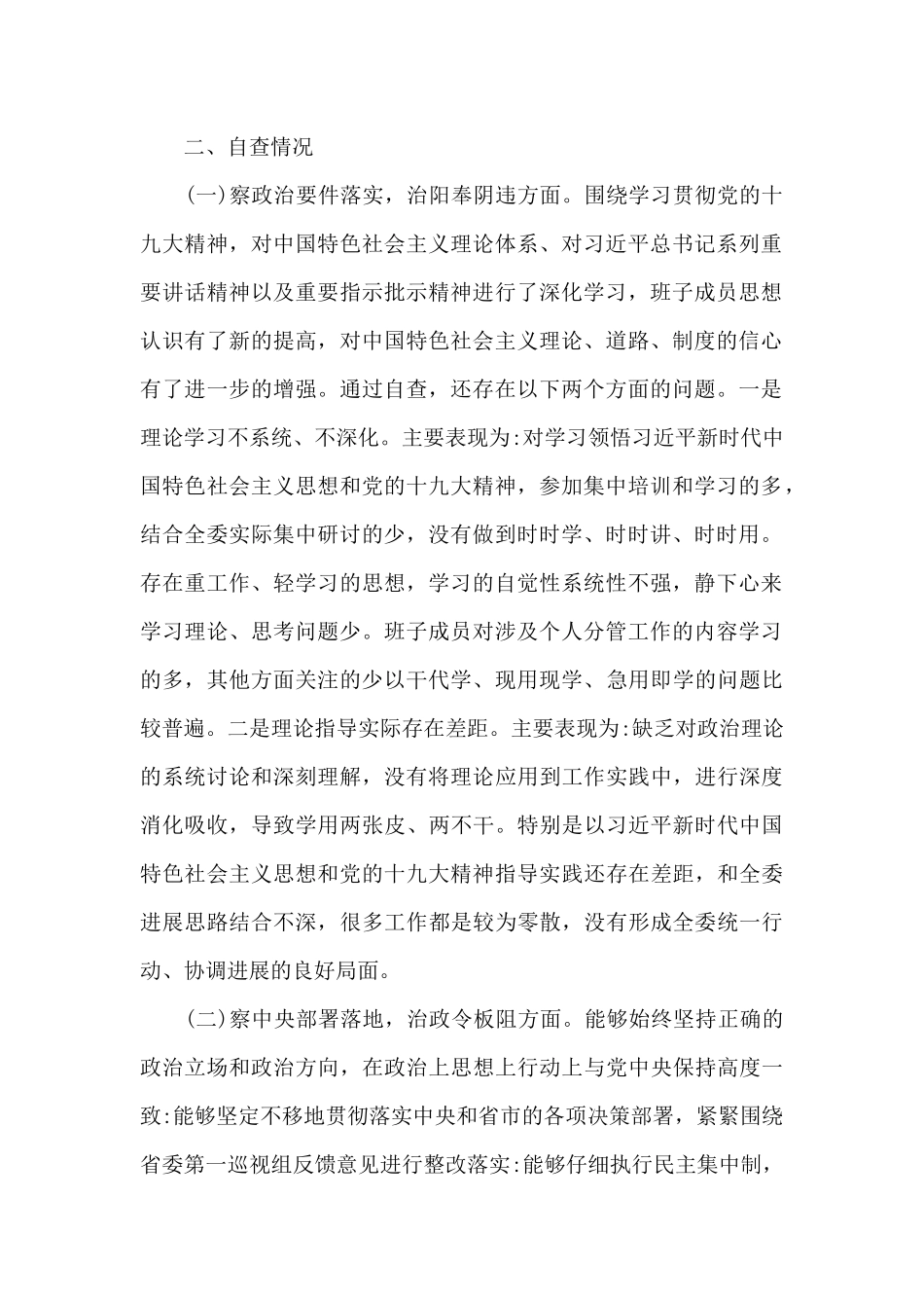 四查四治专项行动四察四治专项行动自查报告_第2页