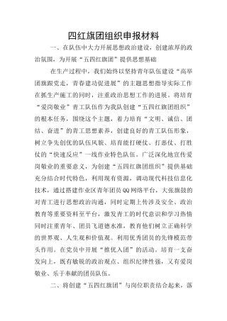 四红旗团组织申报材料